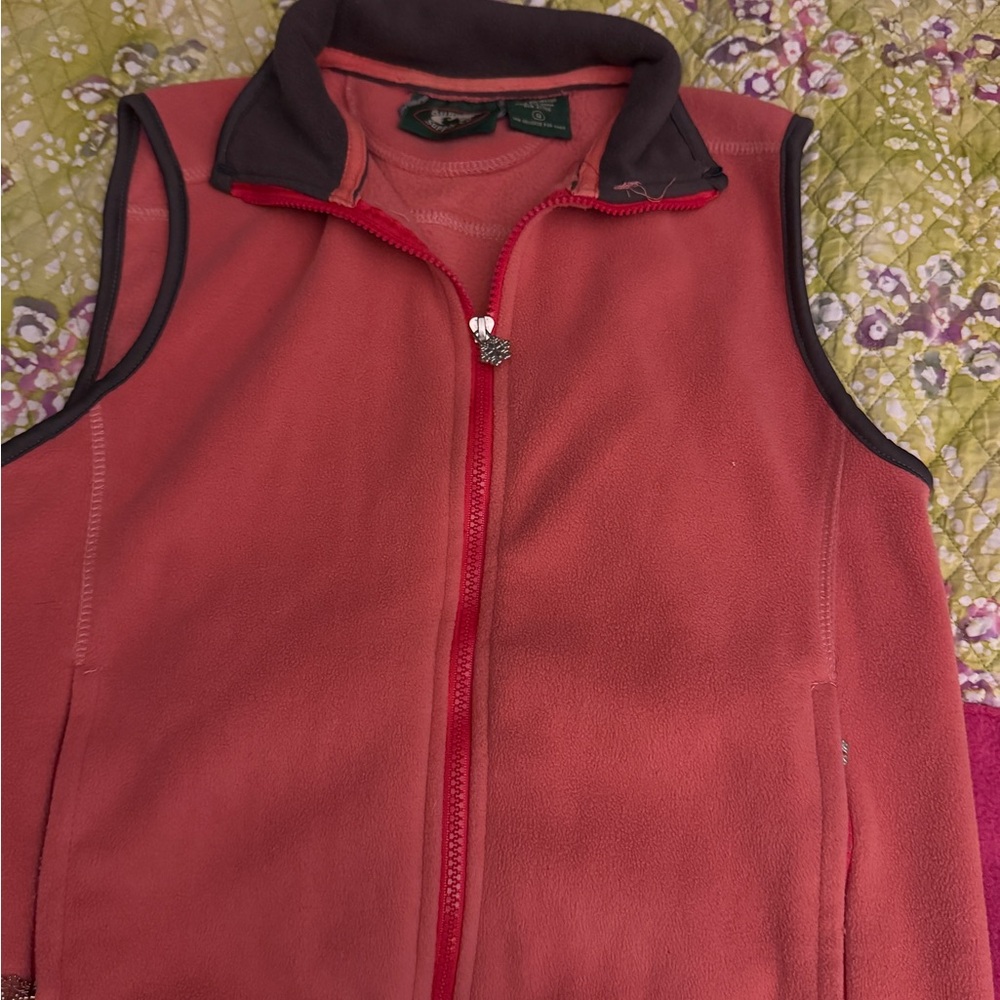 Pink Outdoor Fleece Vest with Full Zipper